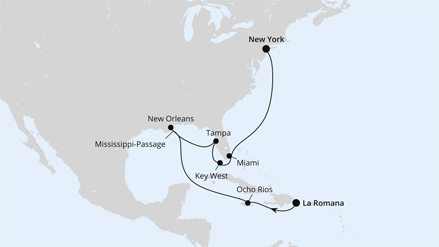 New Orleans,Florida und New York ab Dom.Rep.