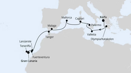 Mittelmeer & Atlantikküste mit Kanaren ab Korfu