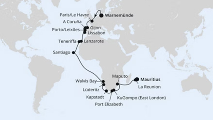 Weltenbummler Afrika mit Mauritius ab Warnemünde 2