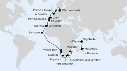 Weltenbummler Afrika mit Seychellen ab Warnemünde