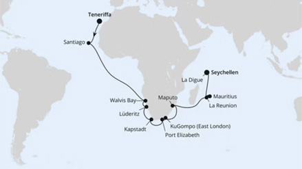 Von Teneriffa über Südafrika auf die Seychellen