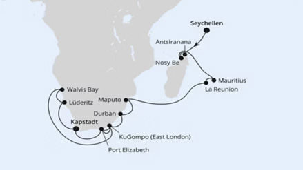 Seychellen, Mauritius, Südafrika & Namibia