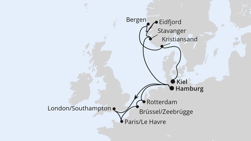 Metropolen und Norwegen von Hamburg nach Kiel