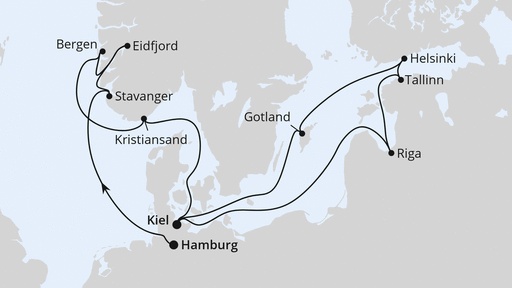 Norwegen und Ostsee mit Lichterfest in Riga