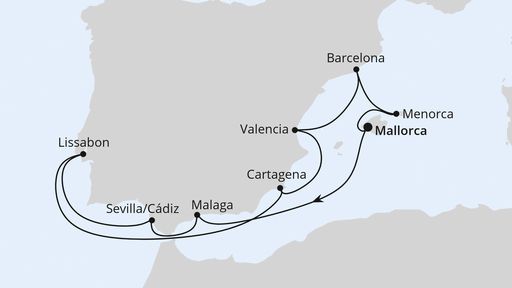 Spanien, Portugal und Balearen ab Mallorca
