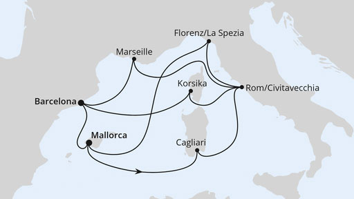 Grosse Mittelmeerreise von Mallorca nach Barcelona
